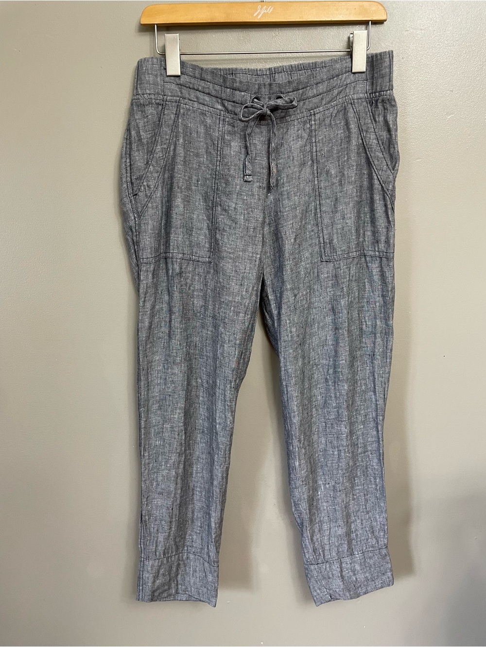 Athleta womens size 6 linen Ankle Pants Heather gray